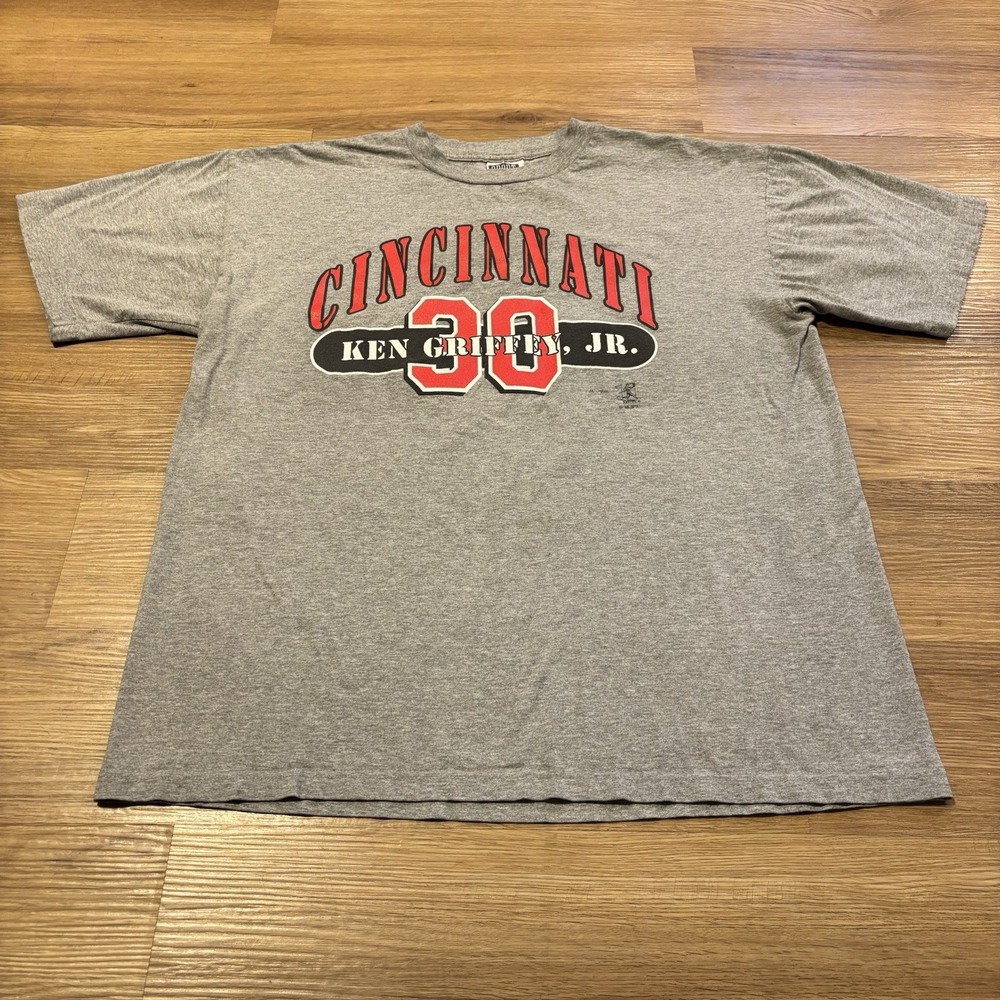 VTG 2000 Ken Griffey Jr Cincinnati Reds Tee XL Sport Attack MLB Baseball Grey